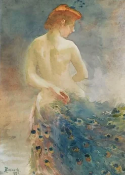 Toiles Encadrées|Toiles Sans Cadre<Boutiques de musées Femme nue, de dos, avec une queue de paon, la tête de profil à droite (toiles encadrées)