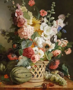 Toiles Encadrées|Panneaux Acryliques<Boutiques de musées Fruits et fleurs dans une corbeille d’osier (toiles encadrées)