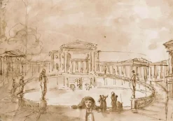 Toiles Sans Cadre|Toiles Sur Châssis<Boutiques de musées Grand bassin central entouré d'une balustrade, au centre d'une place (toiles sans cadre)
