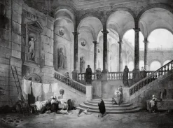 Affiches D'Art Encadrées|Toiles Sur Châssis<Boutiques de musées Grand escalier d'un palais avec lavandières (affiches d'art encadrées)