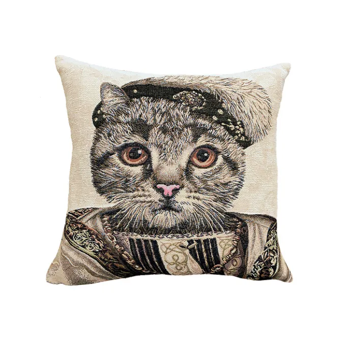 Boutiques de musées Housse de coussin Chat François 1er - Beige Discount