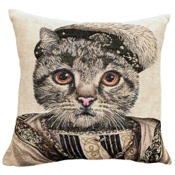 Boutiques de musées Housse de coussin Chat François 1er - Beige Discount