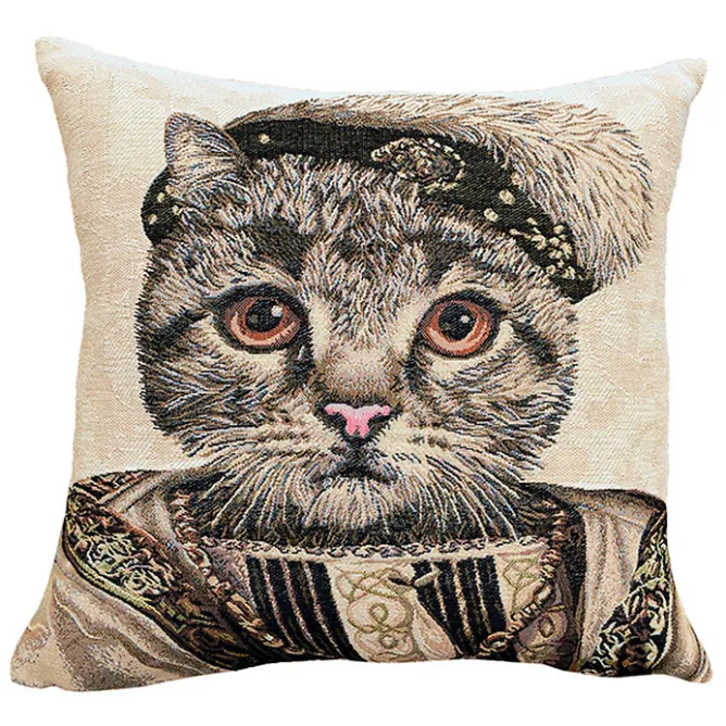 Boutiques de musées Housse de coussin Chat François 1er - Beige Discount