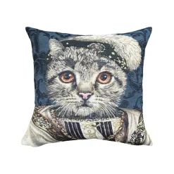 Boutiques de musées Housse de coussin Chat François 1er - Bleu