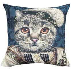 Boutiques de musées Housse de coussin Chat François 1er - Bleu