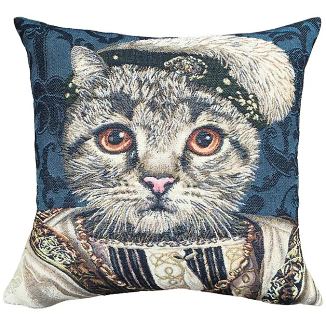 Boutiques de musées Housse de coussin Chat François 1er - Bleu