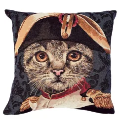 Art De La Maison<Boutiques de musées Housse de coussin Chat Napoléon - Bleu