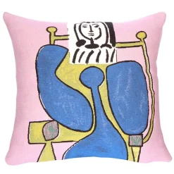 Boutiques de musées Housse de coussin Picasso Femme assise à la robe bleue Online