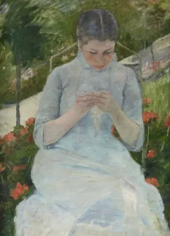 Toiles Sans Cadre|Affiches D'Art<Boutiques de musées Jeune fille au jardin, dit aussi Femme cousant dans un jardin (toiles sans cadre)