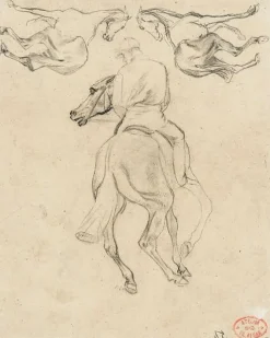 Boutiques de musées Jockey à cheval, vu de dos, et deux chevaux (toiles sur châssis) Online