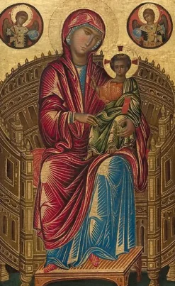 Boutiques de musées La Vierge et l'Enfant en trône avec deux anges, dite Madone Mellon (affiches d'art encadrées) Clearance