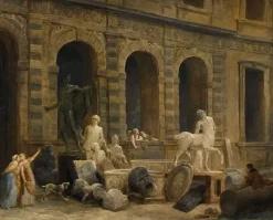 Boutiques de musées Le Dessinateur d'antiques devant la Petite galerie du Louvre (panneaux aluminium) Outlet