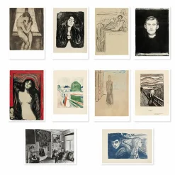 Cartes Et Marques Pages<Boutiques de musées Lot de 10 cartes postales Edvard Munch. Un poème de vie, d'amour et de mort - 14 x 22 cm