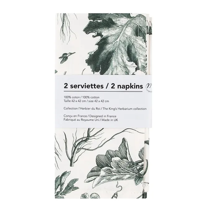 Art De La Table<Boutiques de musées Lot de 2 serviettes de table L'Herbier du Roi Vert - 42x42 cm