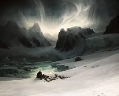 Affiches D'Art|Affiches D'Art Encadrées<Boutiques de musées Magdalena-Bay, vue prise de la presqu'île des tombeaux, au nord du Spitzberg. Effet d'aurore boréale (affiches d'art)
