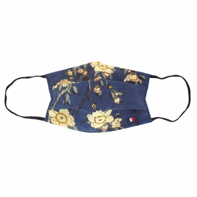 Boutiques de musées Masque réutilisable en tissu Hokusai - Bouvreuil et cerisier New