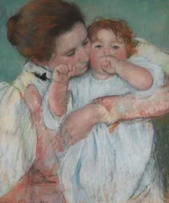 Boutiques de musées Mère et enfant sur fond vert ou Maternité (toiles sur châssis)