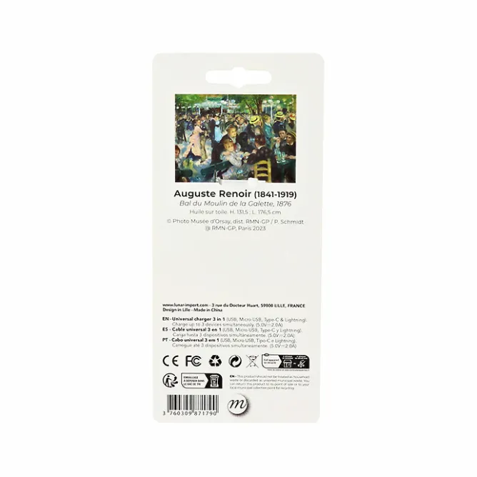 Boutiques de musées Multicâbles 3 en 1 Auguste Renoir - Chapeau / Bal du moulin de la Galette Hot