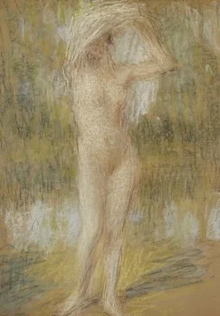 Boutiques de musées Nu debout, de face, bras levés, tenant une draperie (panneaux acryliques) Sale