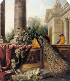 Boutiques de musées Paon, singe, fruits et bas-relief (panneaux aluminium) New