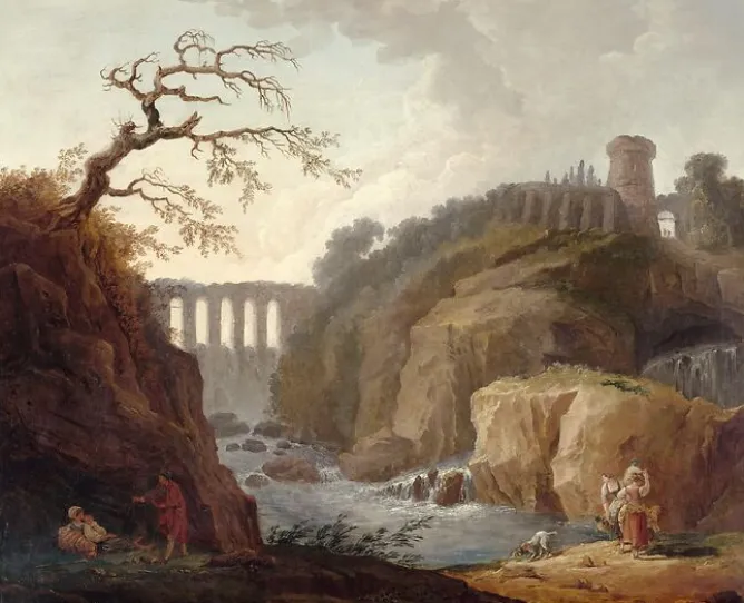 Boutiques de musées Paysage avec aqueduc et torrent (toiles sur châssis) Hot
