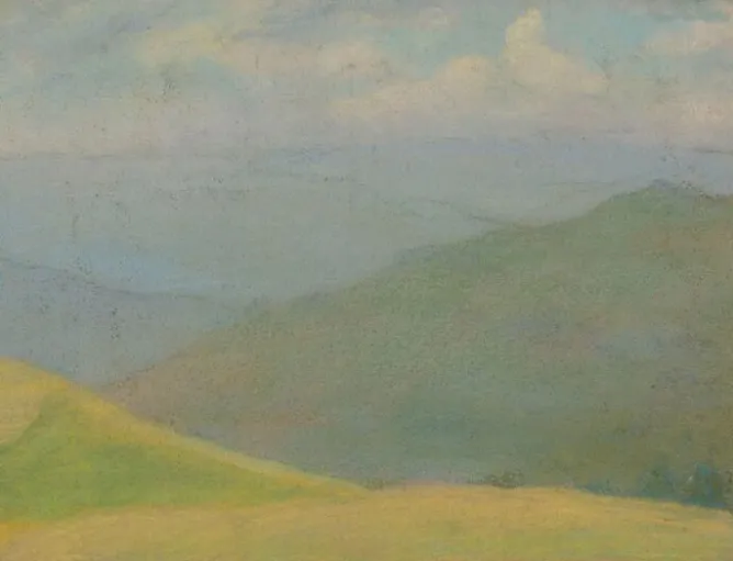 Panneaux Aluminium|Toiles Sur Châssis<Boutiques de musées Paysage de montagne avec prairie jaune au premier plan (panneaux aluminium)