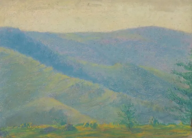 Panneaux Aluminium|Toiles Sur Châssis<Boutiques de musées Paysage de montagne avec sapins au premier plan (panneaux aluminium)