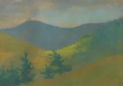 Panneaux Aluminium|Toiles Sur Châssis<Boutiques de musées Paysage de montagne avec sapins au premier plan (panneaux aluminium)