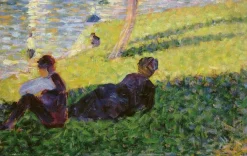 Affiches D'Art<Boutiques de musées Paysage, homme assis, femme étendue, étude pour Un dimanche après-midi à l’île de la Grande Jatte (affiches d'art)