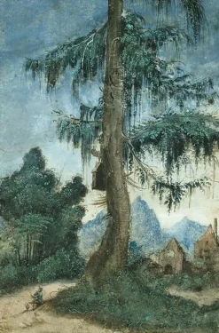 Boutiques de musées Paysage à l'épicéa et au bûcheron (panneaux aluminium) Hot