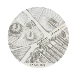 Boutiques de musées Petite assiette "Plan de Turgot" - Or, Porcelaine Discount