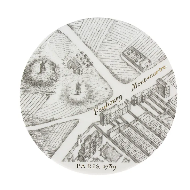 Boutiques de musées Petite assiette "Plan de Turgot" - Or, Porcelaine Discount