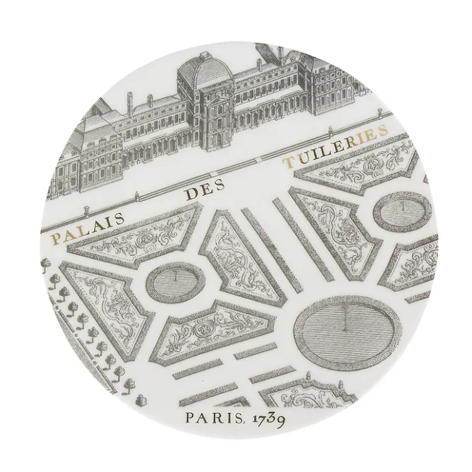 Boutiques de musées Petite assiette "Plan de Turgot" - Or, Porcelaine Discount