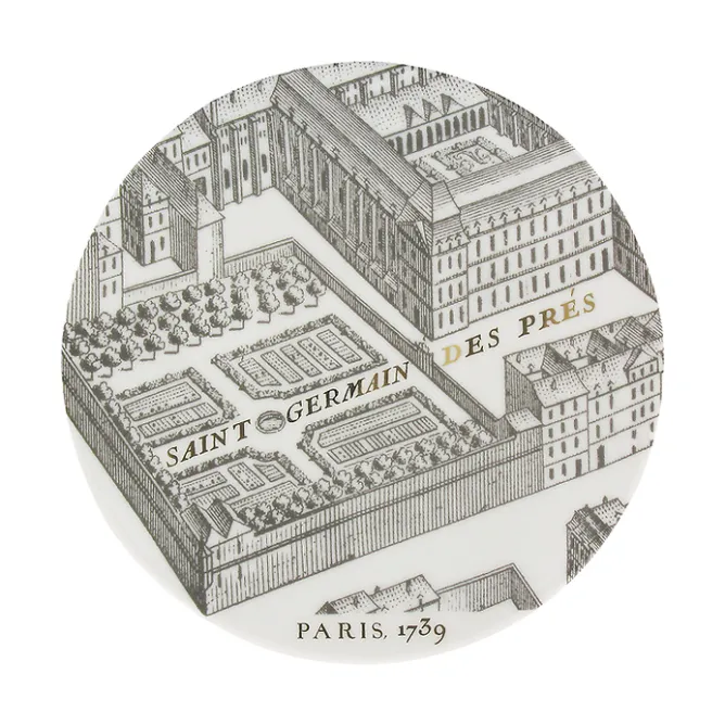Boutiques de musées Petite assiette "Plan de Turgot" - Or, Porcelaine Discount