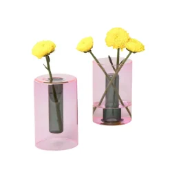 Boutiques de musées Petit vase réversible Rose/vert - Block Design Clearance