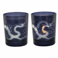 Boutiques de musées Photophore en verre à décor Dragon avec LED Hot