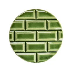 Boutiques de musées Plaque Rivoli grès émaillé - ⌀ 11,5 cm - Vert Lutèce - Déjà-vu Clearance