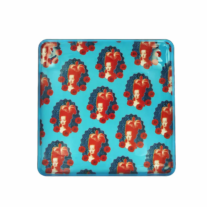 Boutiques de musées Plateau carré Marie-Antoinette Pop Bleu ciel - 30 x 30 cm
