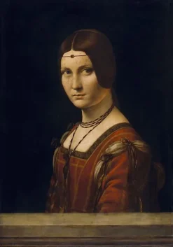 Panneaux Aluminium|Affiches D'Art Encadrées<Boutiques de musées Portrait d'une dame de la cour de Milan, dit à tort "la belle ferronnière" (panneaux aluminium)