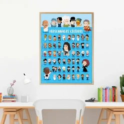Loisirs Créatifs<Boutiques de musées Poster pédagogique Personnages célèbres + 44 stickers - Poppik