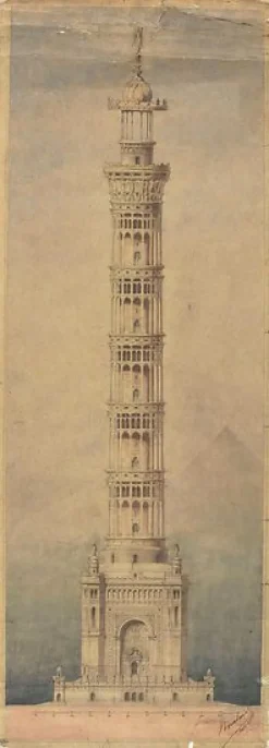 Toiles Encadrées|Toiles Sur Châssis<Boutiques de musées Projet de phare monumental pour Paris, élévation (toiles encadrées)