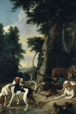 Boutiques de musées Quatre chiens autour d'un cerf blessé à mort (toiles encadrées) Outlet