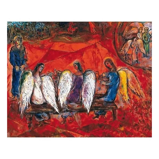 Boutiques de musées Reproduction Marc Chagall - Abraham et les trois anges, 1960-1966 - 24x30cm Outlet