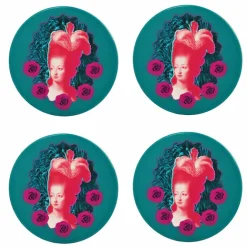 Boutiques de musées Set de 4 dessous de verre en céramique Marie-Antoinette Pop Bleu canard Online