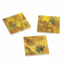 Boutiques de musées Set de 3 Dessous de verres en céramique Vincent van Gogh - Tournesols - Van Gogh Museum Amsterdam® Outlet