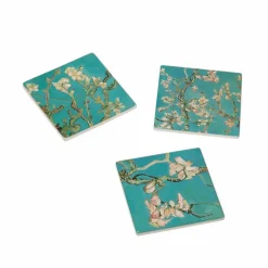 Boutiques de musées Set de 3 Dessous de verres en céramique Vincent van Gogh - Amandier en fleurs - Van Gogh Museum Amsterdam® New