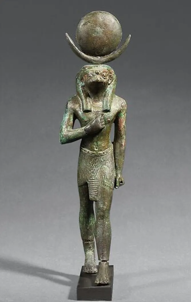 Boutiques de musées Statuette du dieu-lune à tête de faucon Khonsou (panneaux aluminium) Online