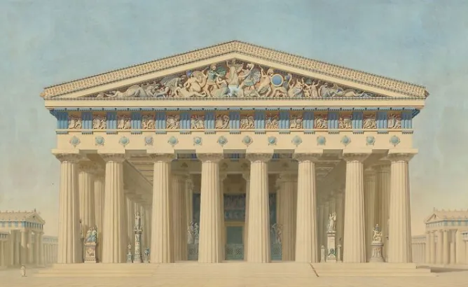 Panneaux Aluminium|Affiches D'Art Encadrées<Boutiques de musées Temple T à Sélinonte (Sicile) : élévation, restitution de la façade principale (panneaux aluminium)