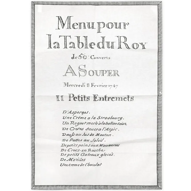 Boutiques de musées Torchon "11 Petits entremets Menu du Roy"