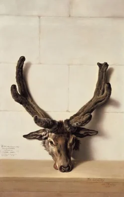 Boutiques de musées Tête de cerf bizarre sur un mur de pierre, signé et daté en bas à droite (panneaux aluminium) Online